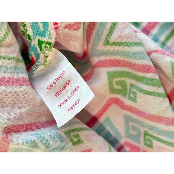Macbeth Collection Diamond Print Pink Green Girly Swim Beach Coverup Size Medium - Picture 12 of 13